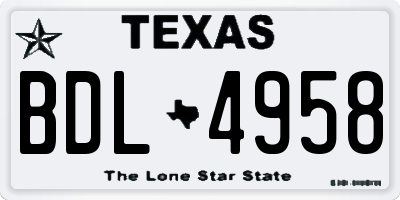 TX license plate BDL4958