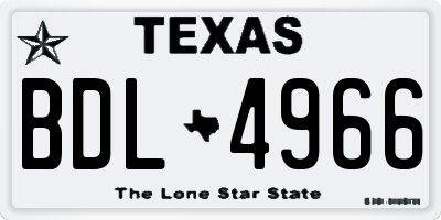 TX license plate BDL4966