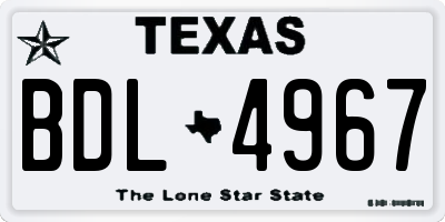 TX license plate BDL4967