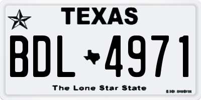 TX license plate BDL4971
