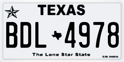 TX license plate BDL4978