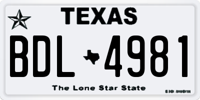 TX license plate BDL4981