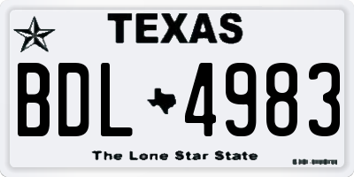 TX license plate BDL4983