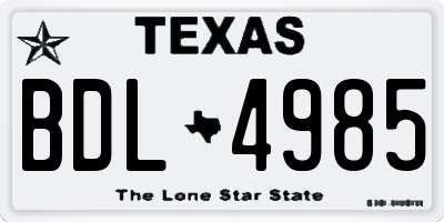 TX license plate BDL4985