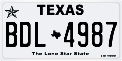 TX license plate BDL4987