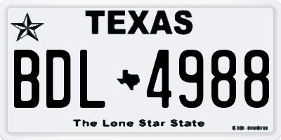 TX license plate BDL4988
