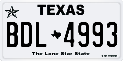 TX license plate BDL4993