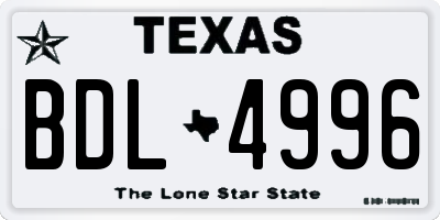 TX license plate BDL4996