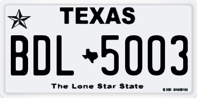 TX license plate BDL5003