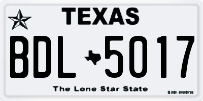 TX license plate BDL5017