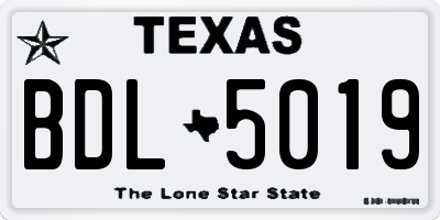 TX license plate BDL5019