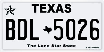 TX license plate BDL5026