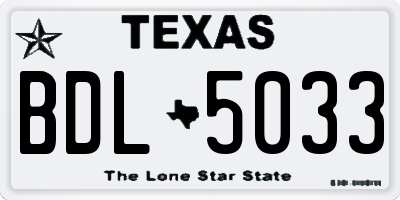 TX license plate BDL5033