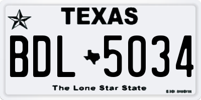 TX license plate BDL5034
