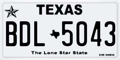 TX license plate BDL5043