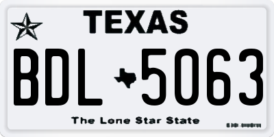 TX license plate BDL5063
