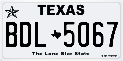 TX license plate BDL5067