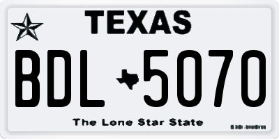 TX license plate BDL5070