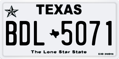 TX license plate BDL5071