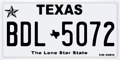 TX license plate BDL5072