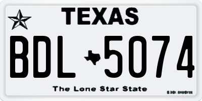 TX license plate BDL5074
