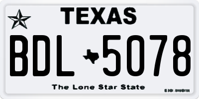 TX license plate BDL5078
