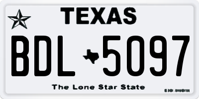 TX license plate BDL5097