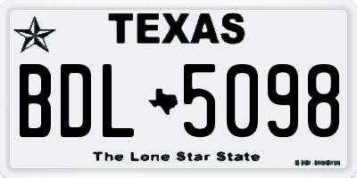TX license plate BDL5098