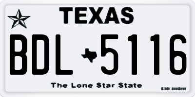 TX license plate BDL5116