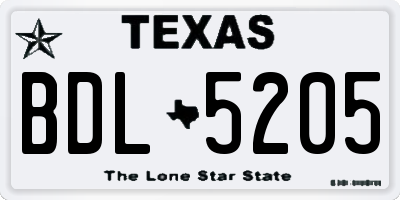 TX license plate BDL5205