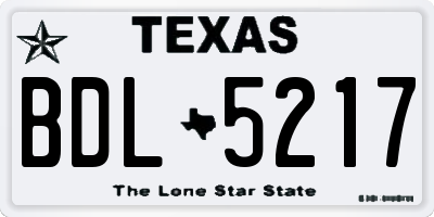 TX license plate BDL5217