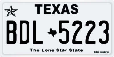 TX license plate BDL5223