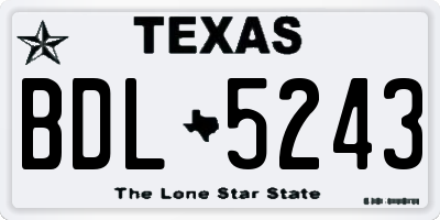TX license plate BDL5243