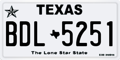 TX license plate BDL5251
