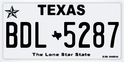 TX license plate BDL5287