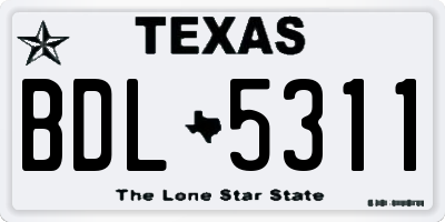 TX license plate BDL5311