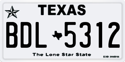 TX license plate BDL5312