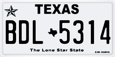 TX license plate BDL5314