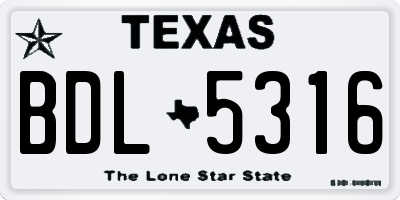 TX license plate BDL5316