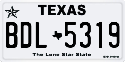 TX license plate BDL5319
