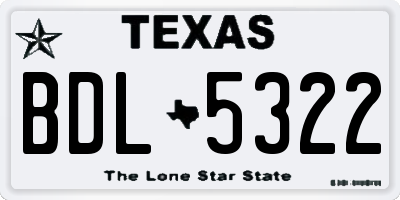 TX license plate BDL5322