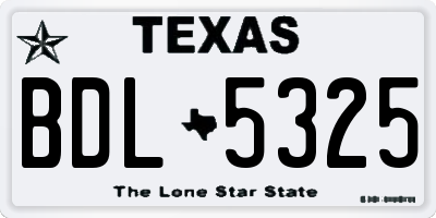 TX license plate BDL5325