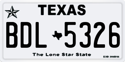 TX license plate BDL5326