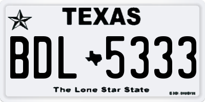 TX license plate BDL5333
