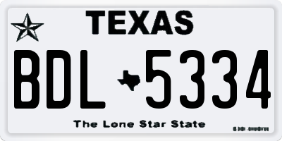 TX license plate BDL5334
