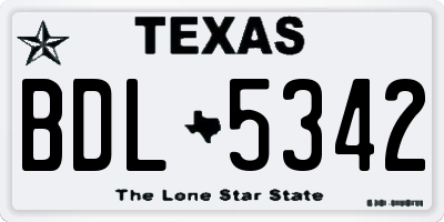 TX license plate BDL5342