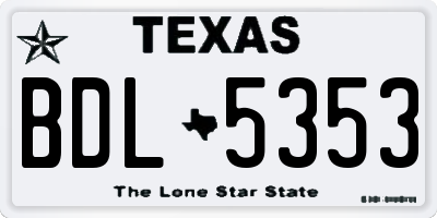 TX license plate BDL5353