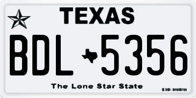 TX license plate BDL5356
