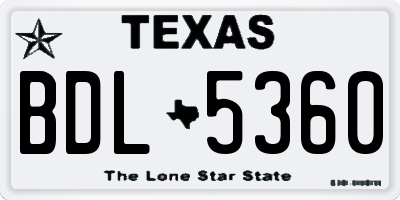 TX license plate BDL5360