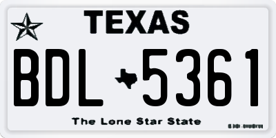 TX license plate BDL5361